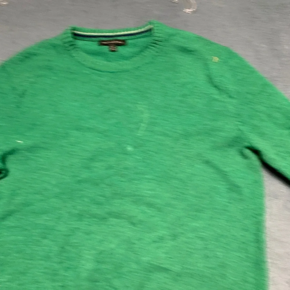 Banana Republic Sweater Mens Medium Green Tight Knit Ribbed Trim Long Sleeve